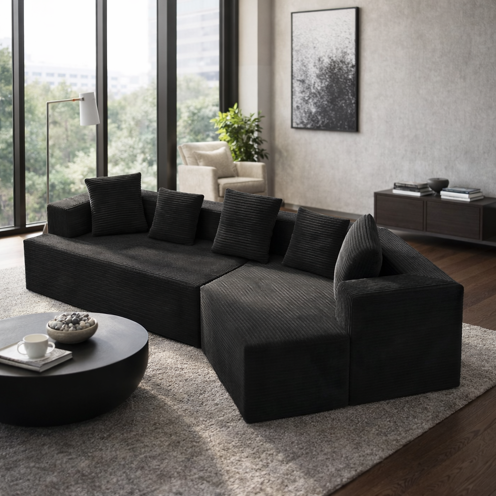 Canapé d'angle modulaire sans ossature