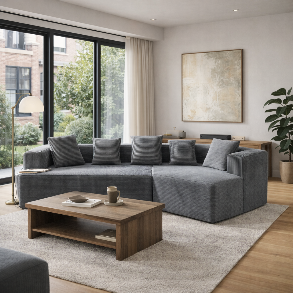 Canapé d'angle modulaire sans ossature