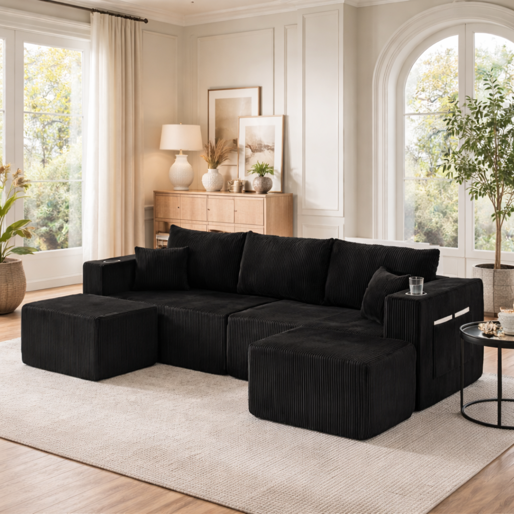 Canapé d'angle modulable en velours