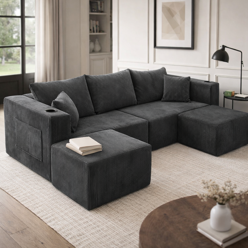 Canapé d'angle modulable en velours