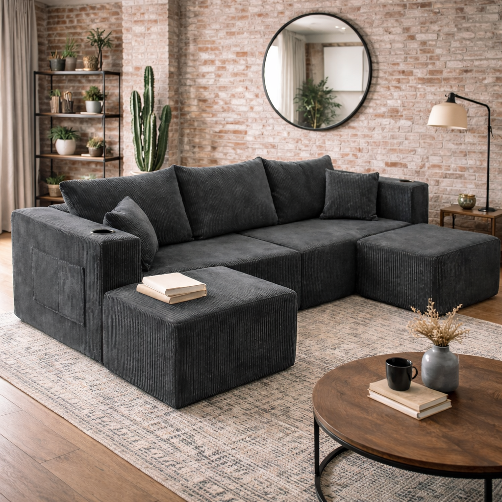 Canapé d'angle modulable en velours