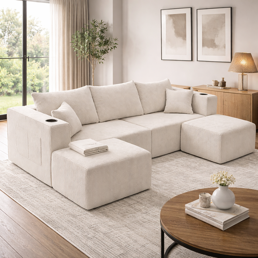 Canapé d'angle modulable en velours