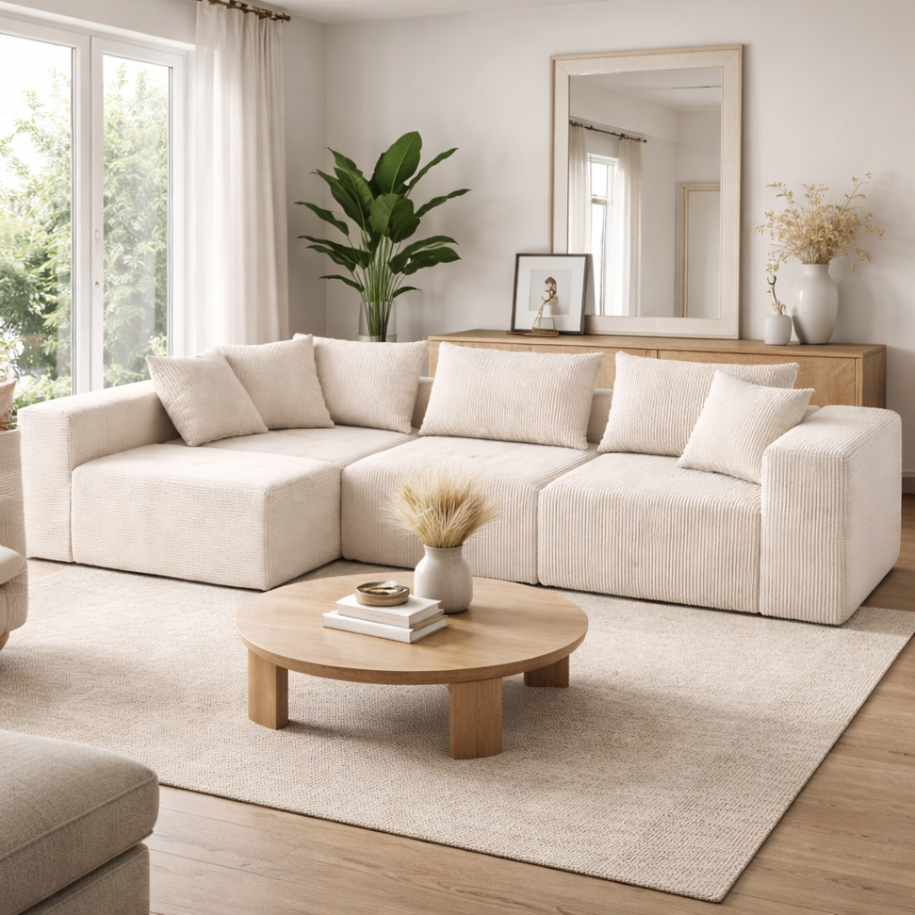 Canapé d'angle modulaire beige