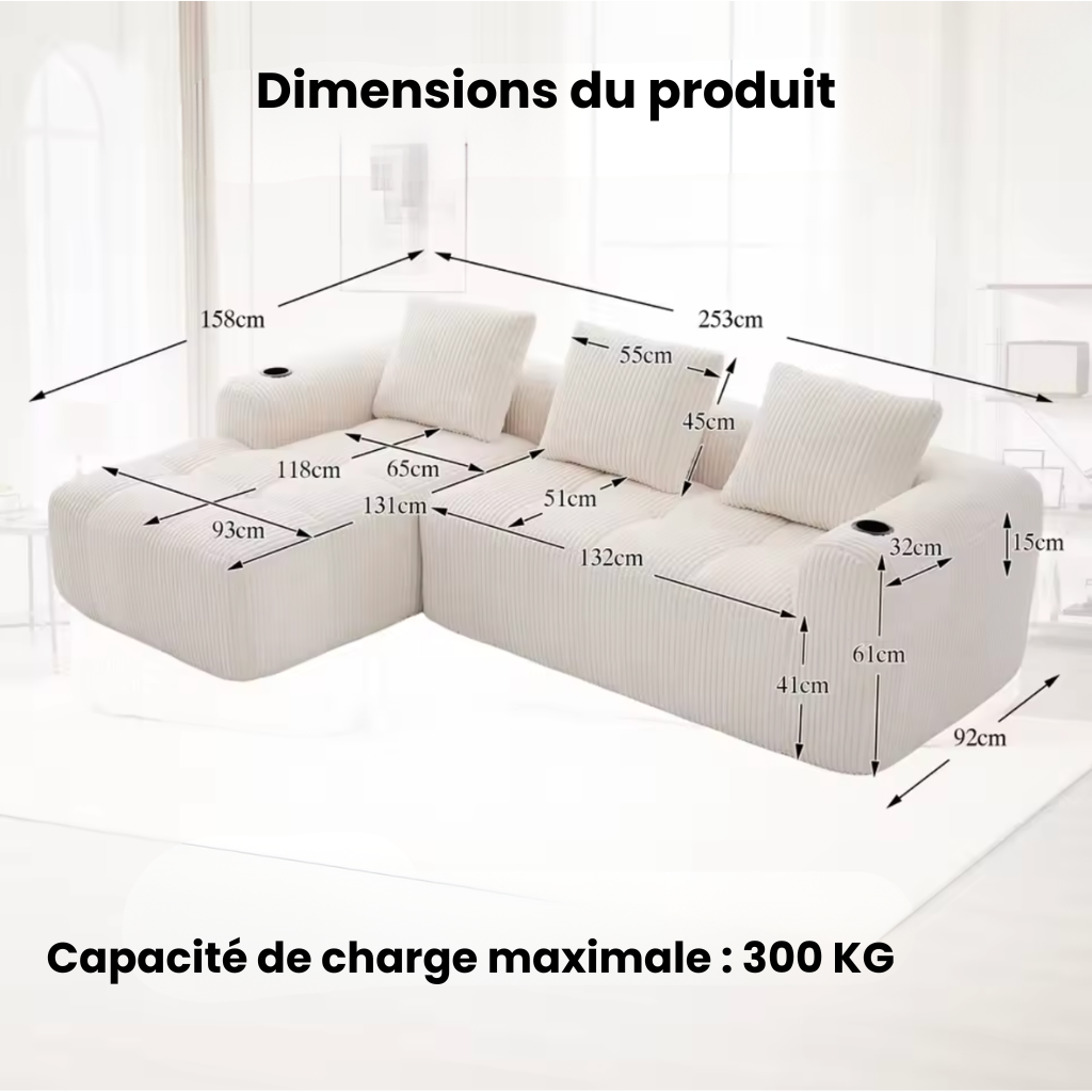Canapé d'angle modulable