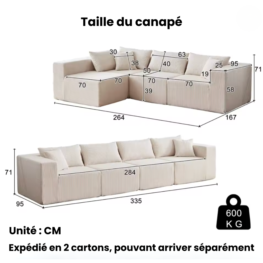 Canapé d'angle modulaire beige