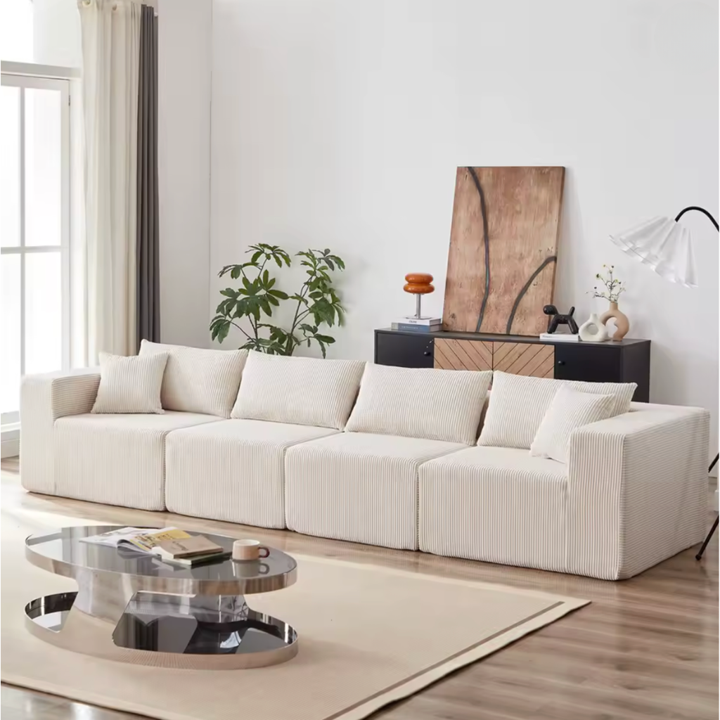 Canapé d'angle modulaire beige