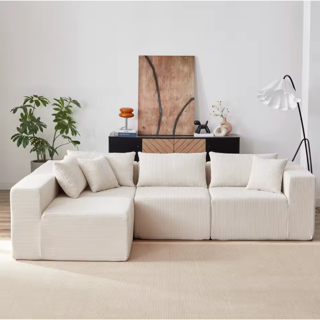 Canapé d'angle modulaire beige