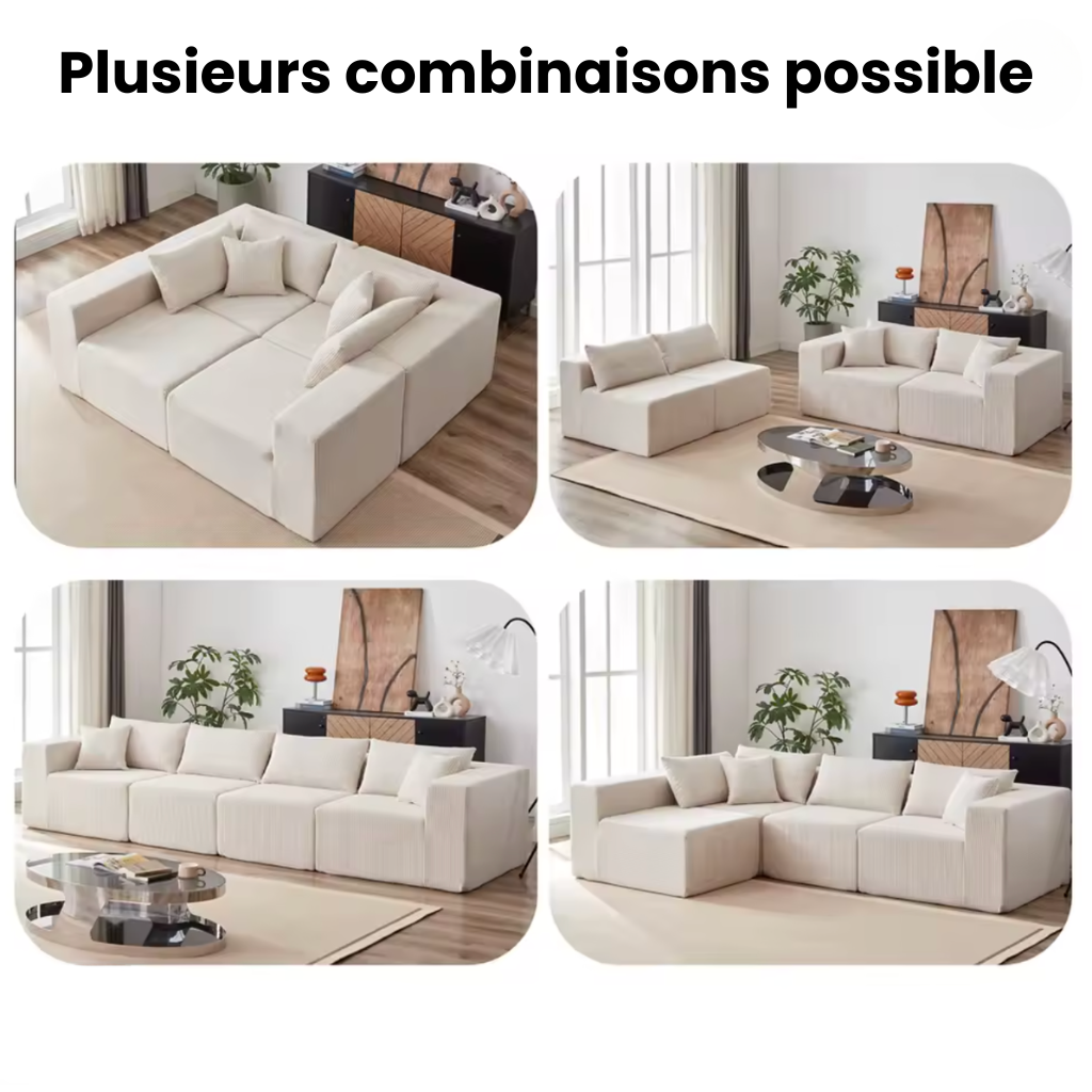 Canapé d'angle modulaire beige