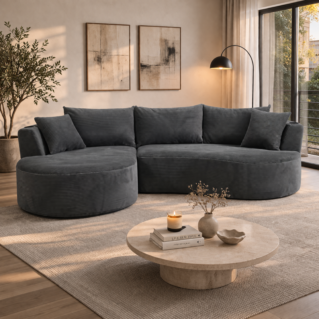 Canapé d'angle design arrondi
