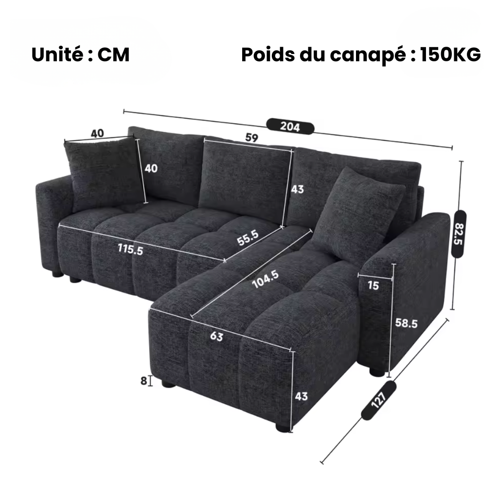 Canapé d'angle 3-4 places
