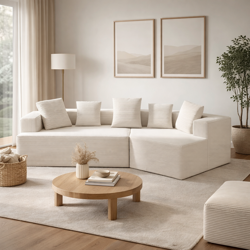Canapé d'angle modulaire sans ossature