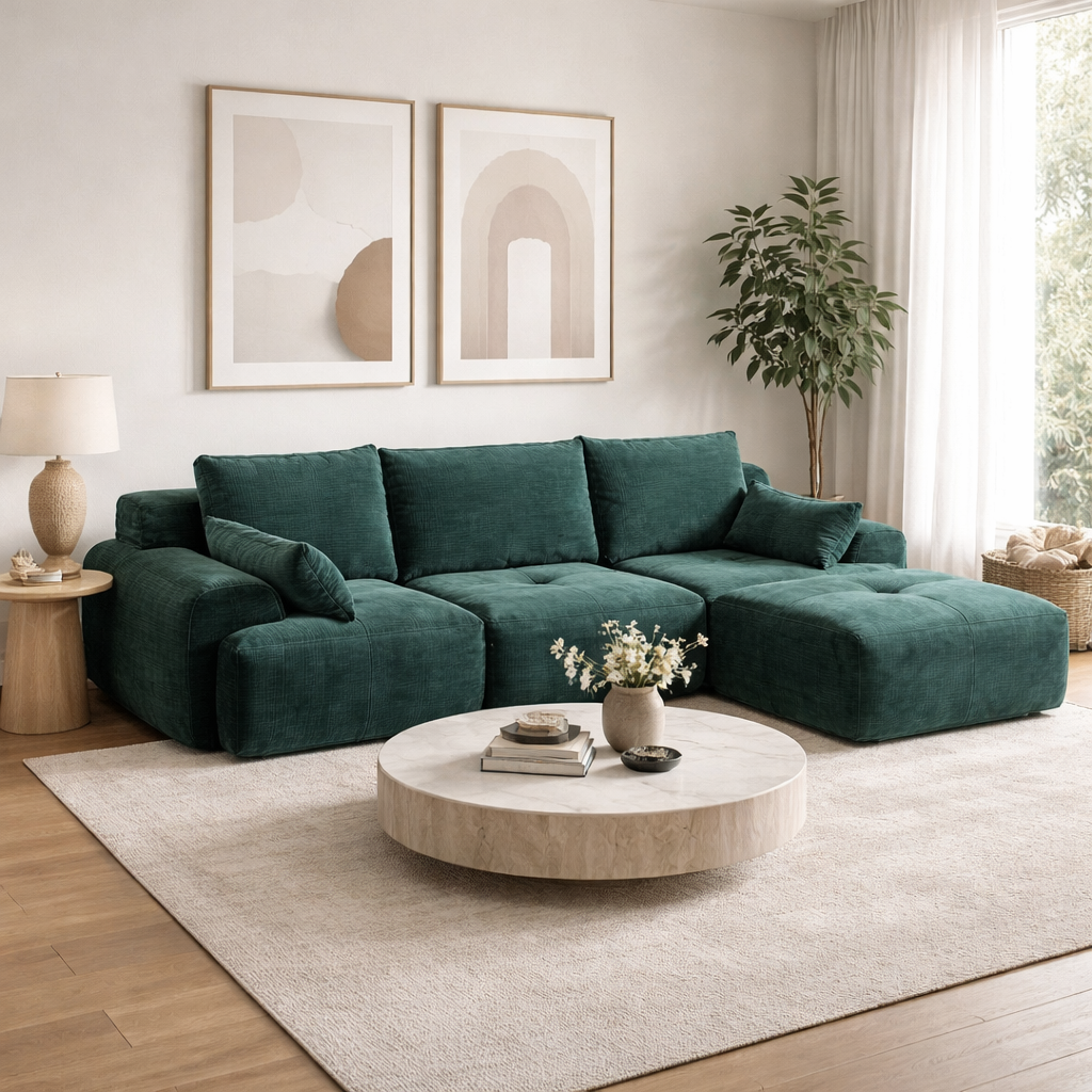 Canapé d'angle modulaire velours