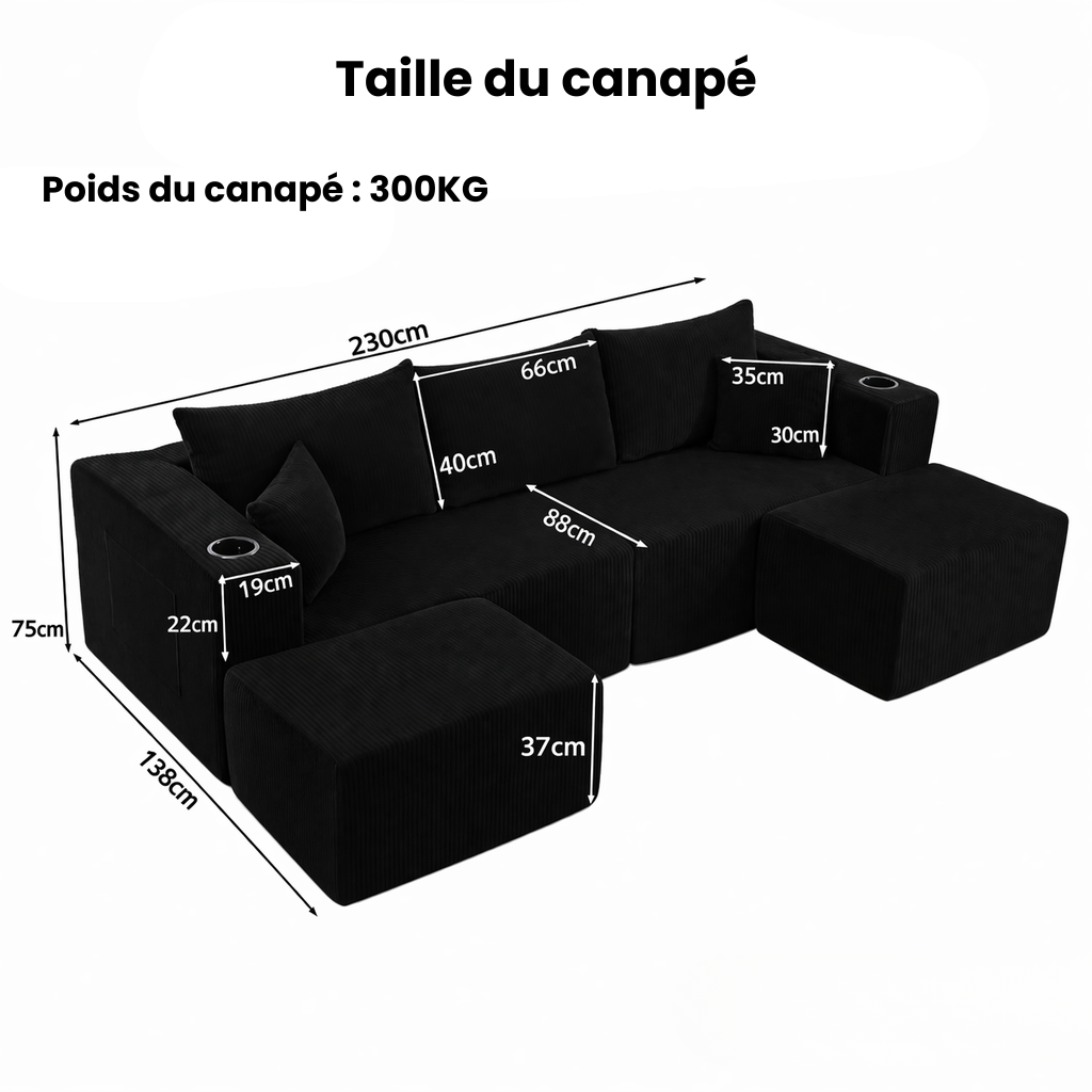 Canapé d'angle modulable en velours
