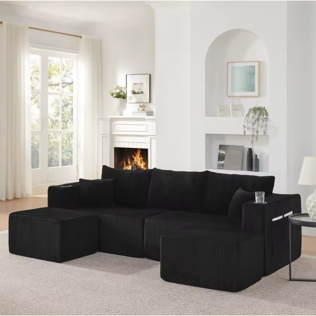 Canapé d'angle modulable en velours