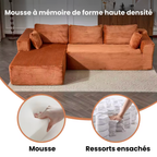 Canapé d'angle modulaire en velours côtelé