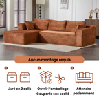 Canapé d'angle modulaire en velours côtelé