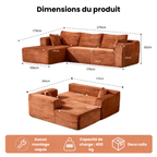 Canapé d'angle modulaire en velours côtelé