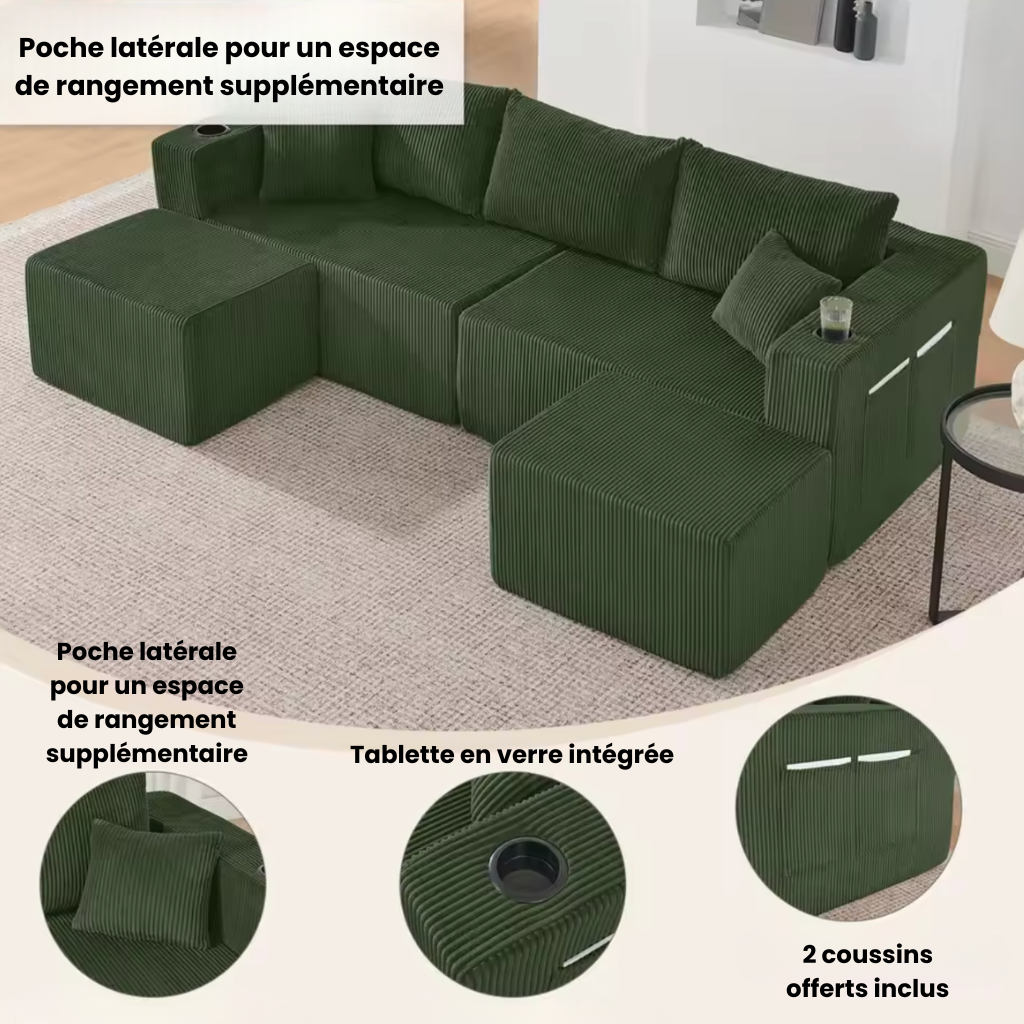 Canapé d'angle modulable en velours