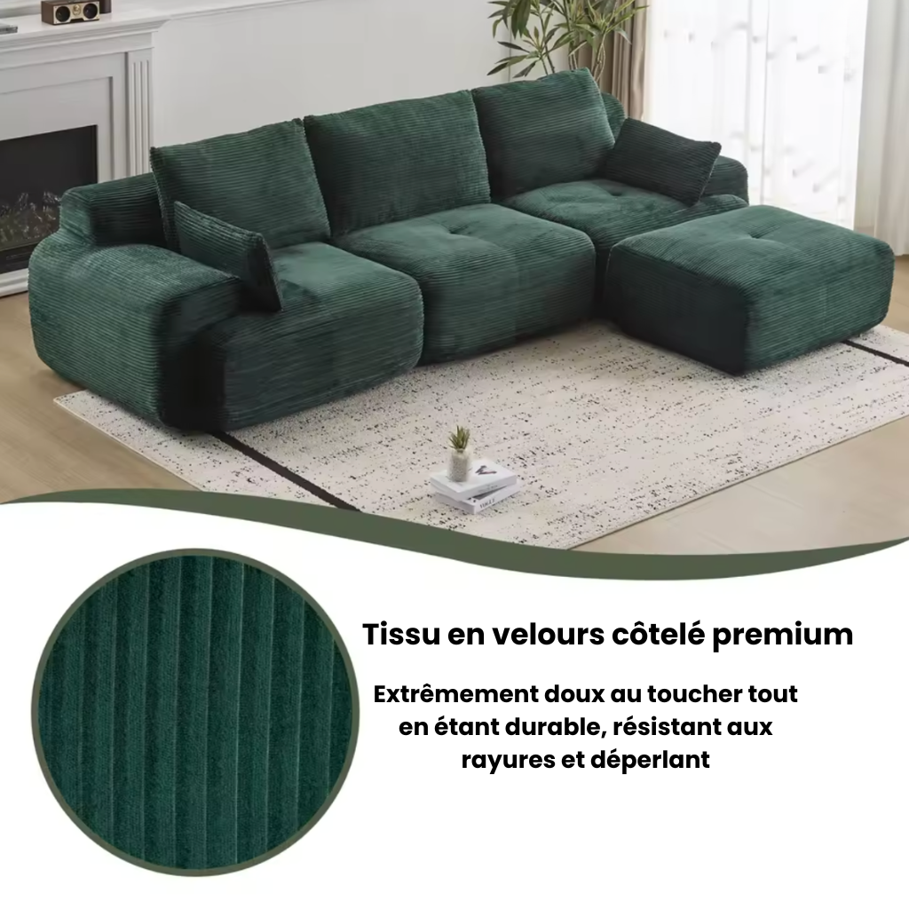 Canapé d'angle modulable velours