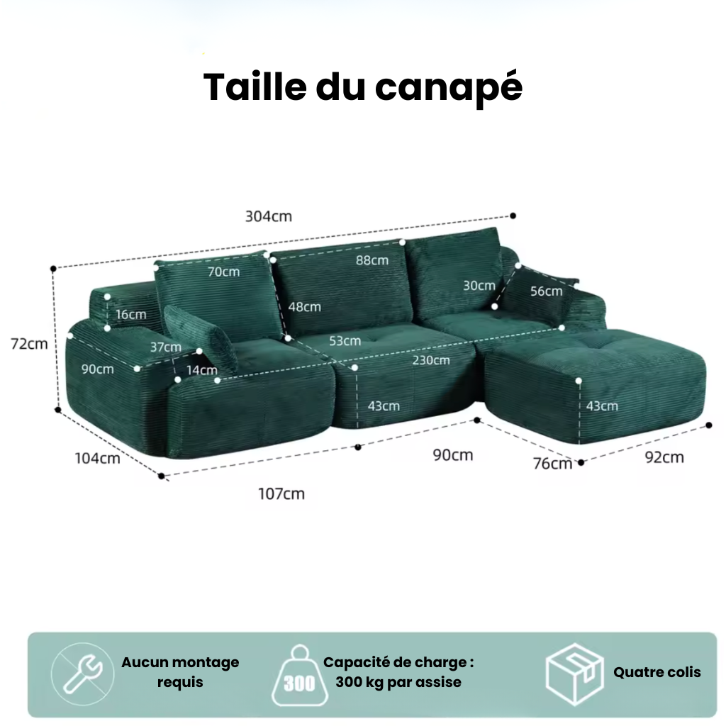 Canapé d'angle modulable velours