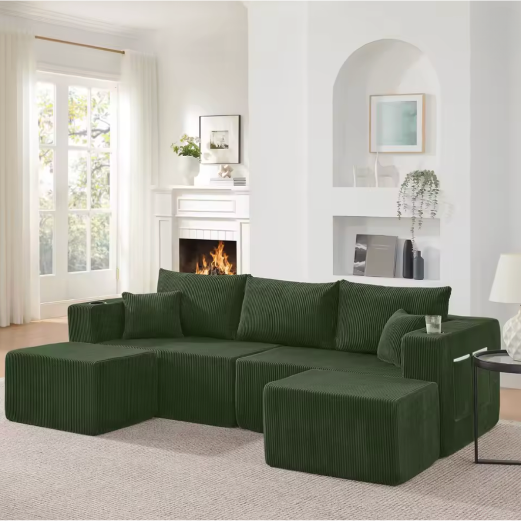 Canapé d'angle modulable en velours