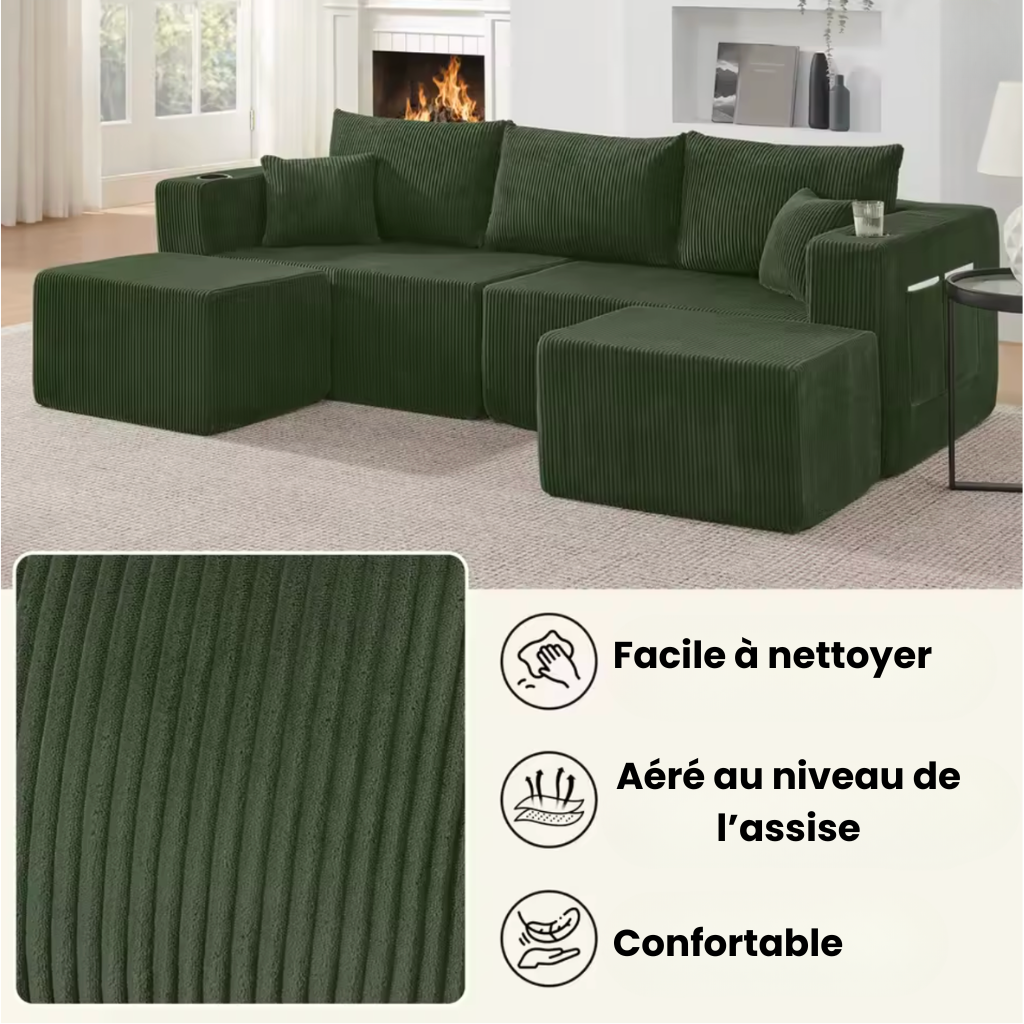 Canapé d'angle modulable en velours