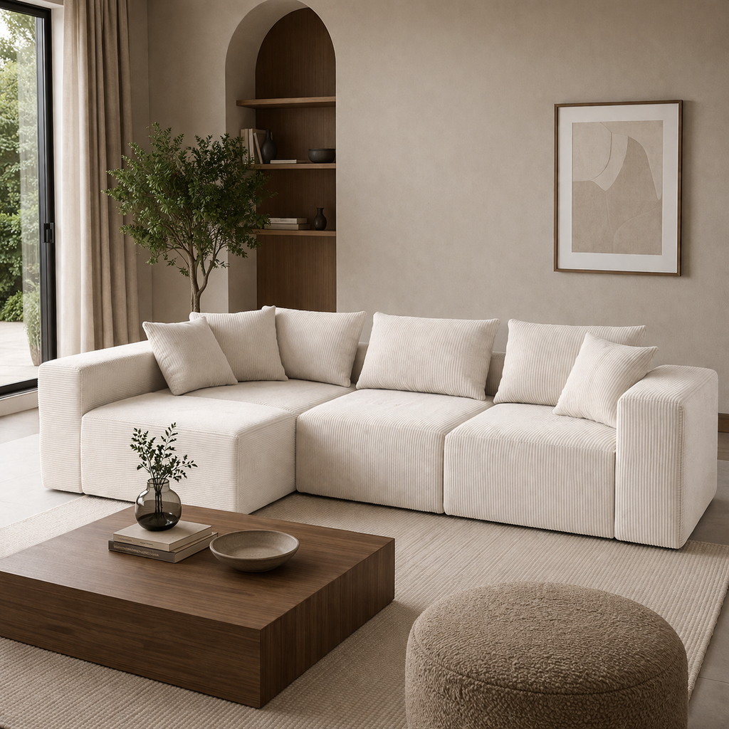 Canapé d'angle modulaire beige