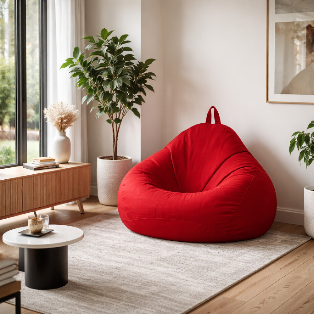 Pouf bordeaux salon