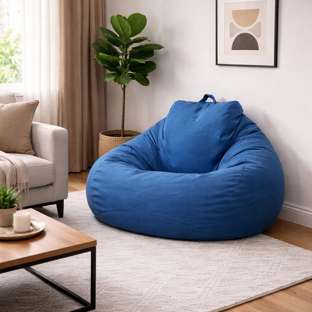 Pouf salon bleu