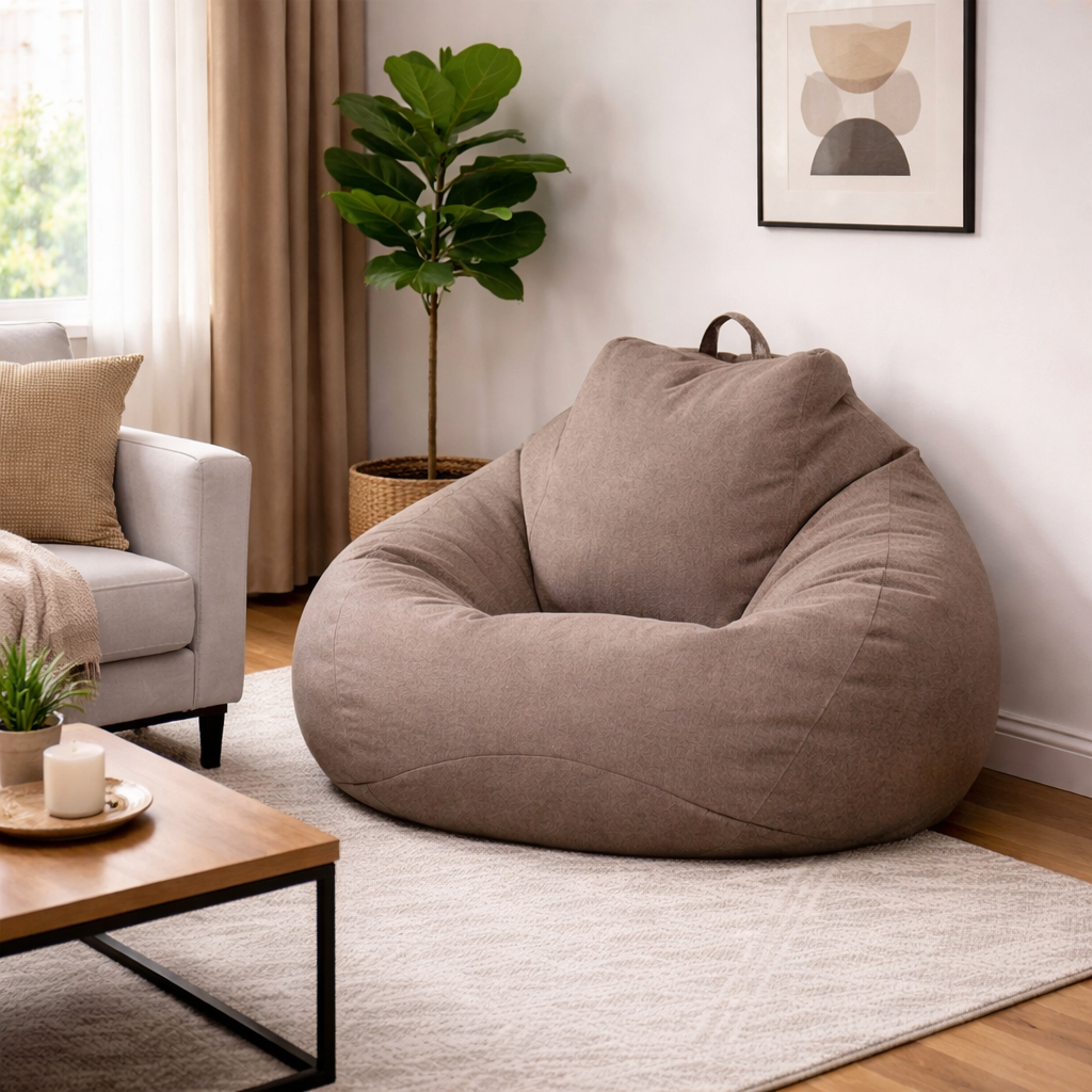 Pouf salon gris taupe
