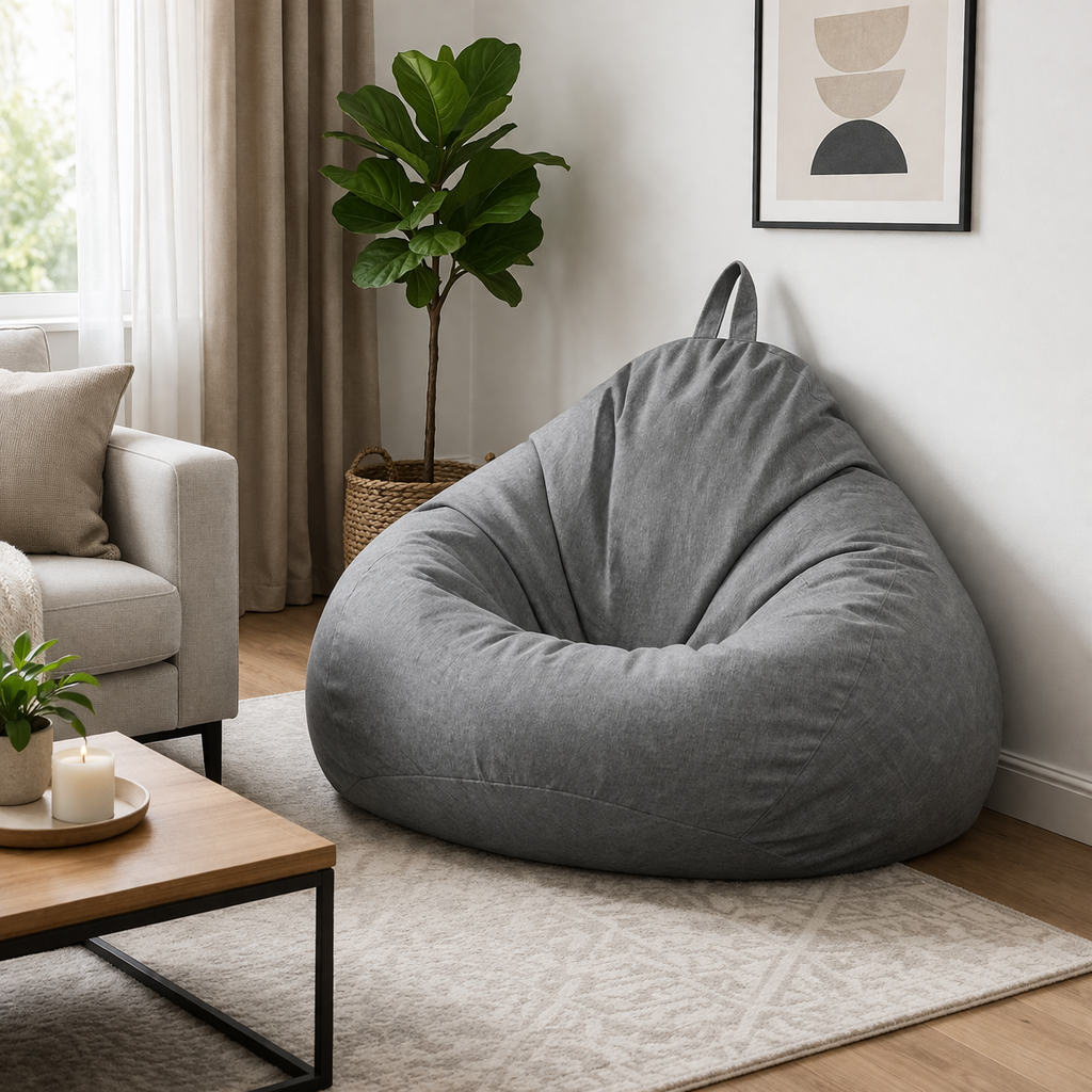 Pouf salon gris