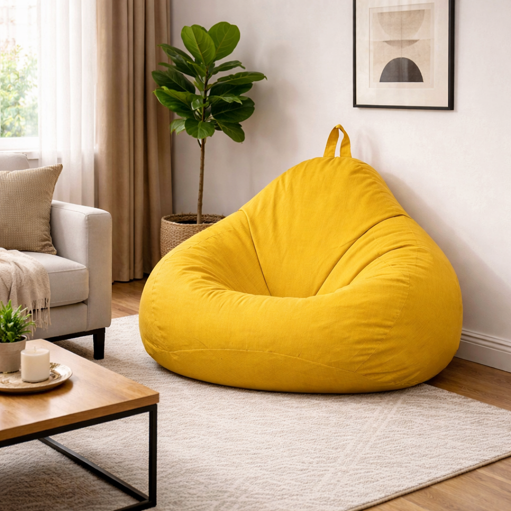 Pouf salon jaune