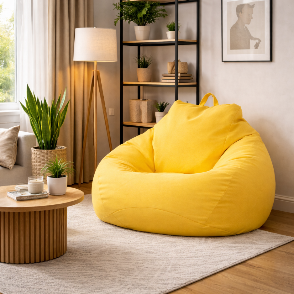 Pouf salon jaune