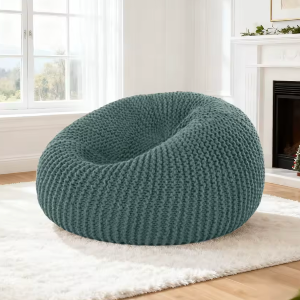 Pouf salon design bleu