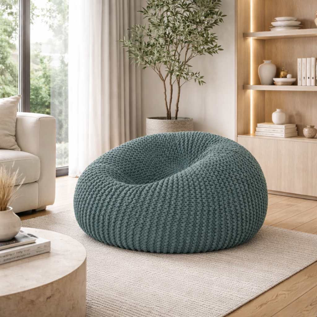 Pouf salon design bleu