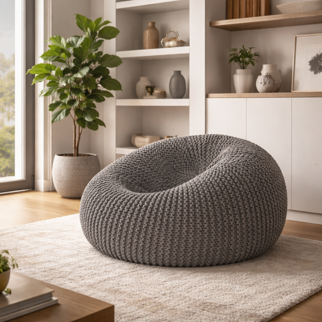 Pouf salon design gris
