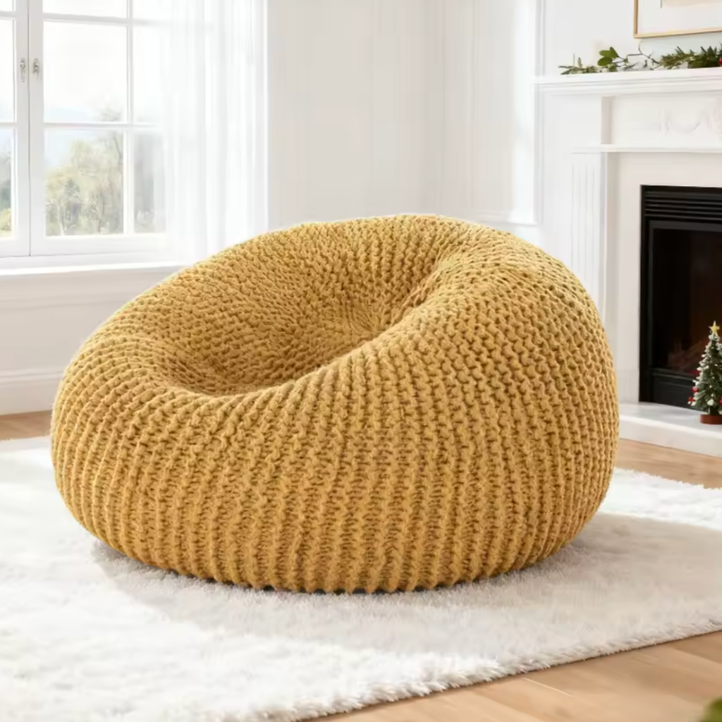 Pouf salon design jaune